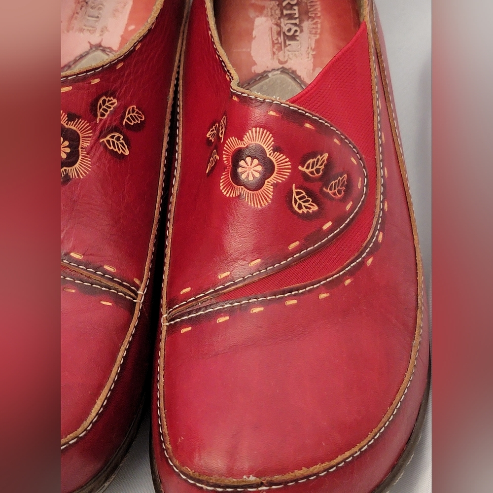 L'Artiste Spring Step Burbank Red Floral Women's Loafers/Clogs Size 41/9.5-10 - Picture 4 of 9